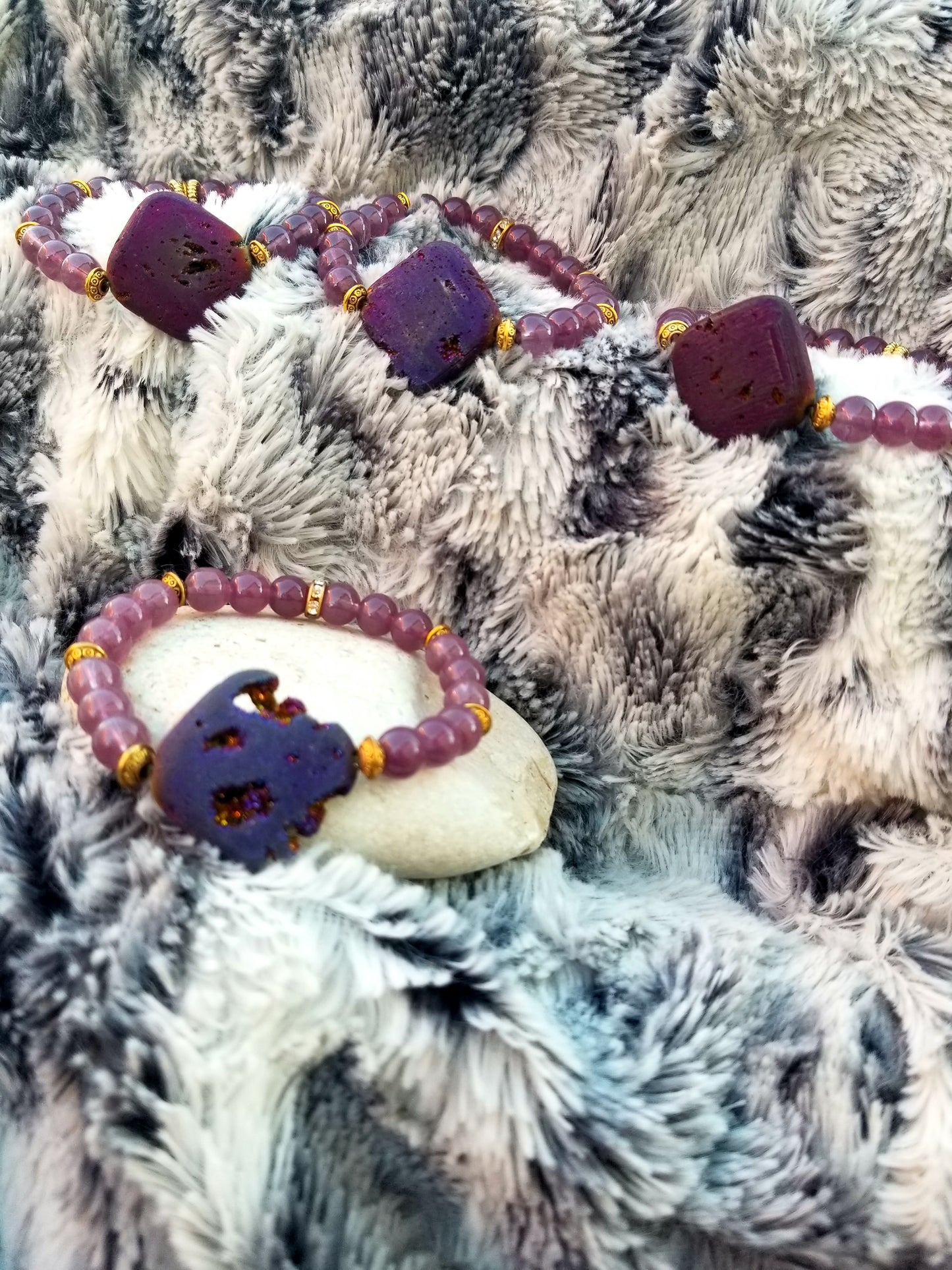 Druzy Purple Exposed Bracelet - Her Jewel•ry Box