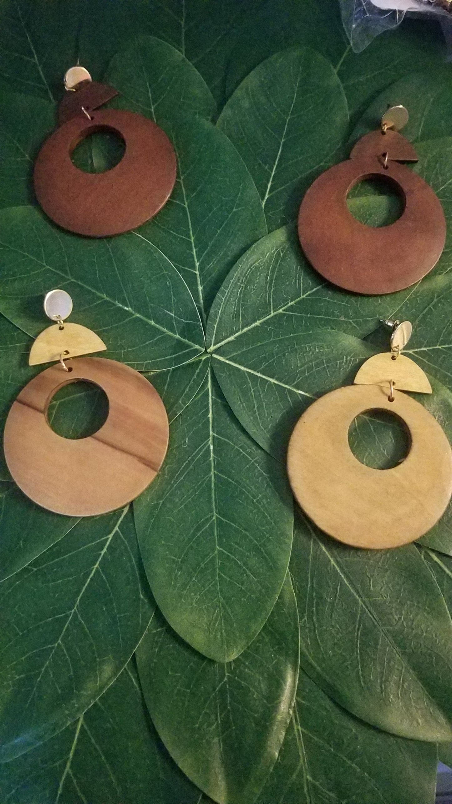 Geometric wood earrings - Her Jewel•ry Box