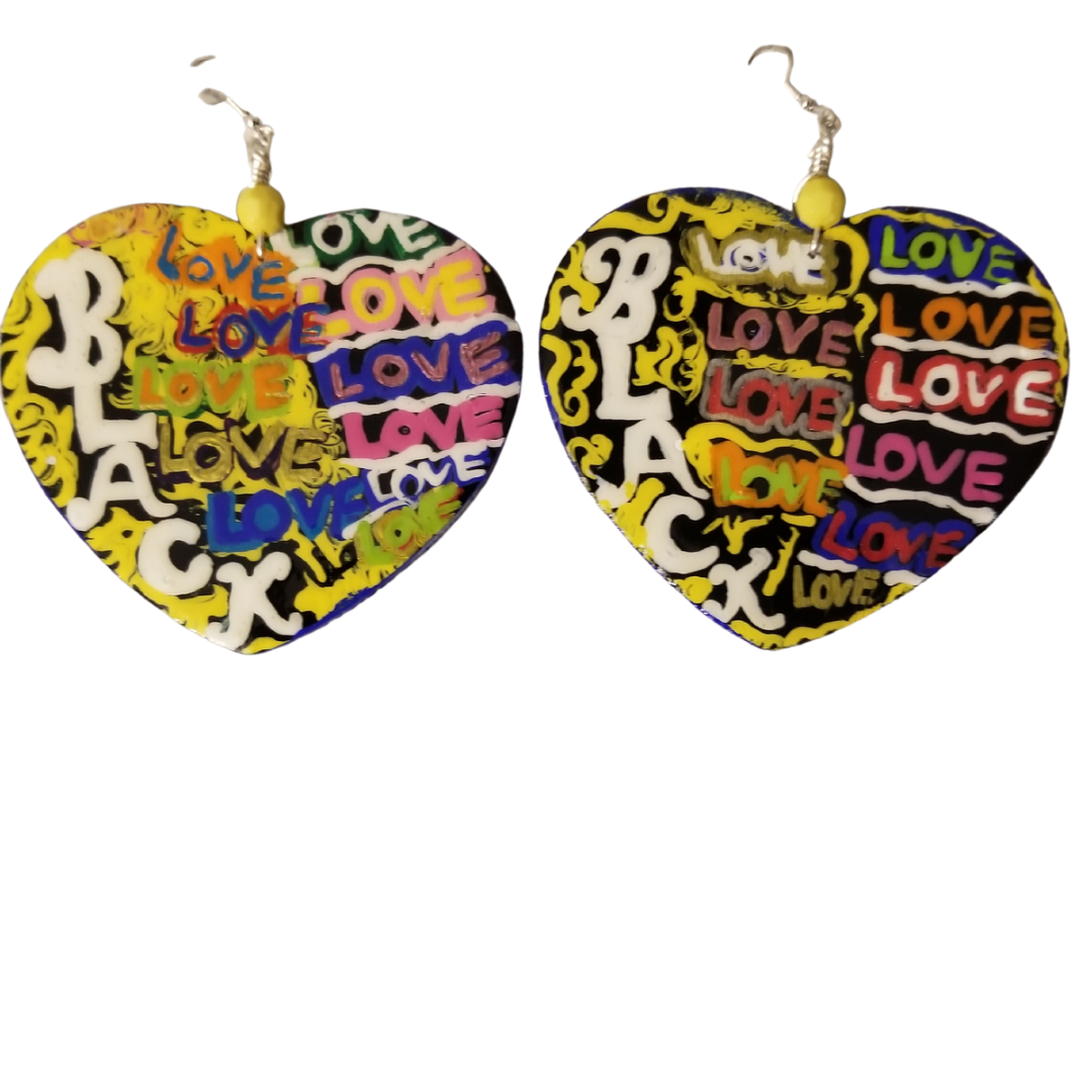 Black Love Graffiti Earrings