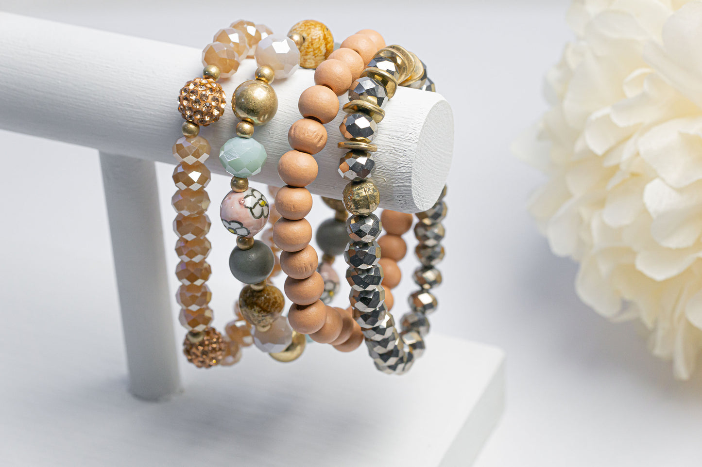 Peachy Stacked Bracelets Set