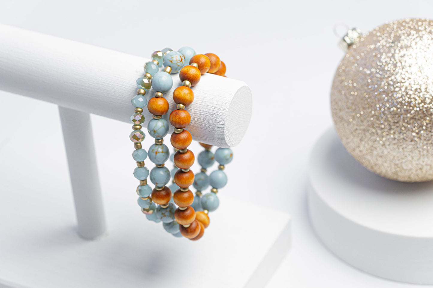 Sasha Wood & Marble Beaded Bracelet