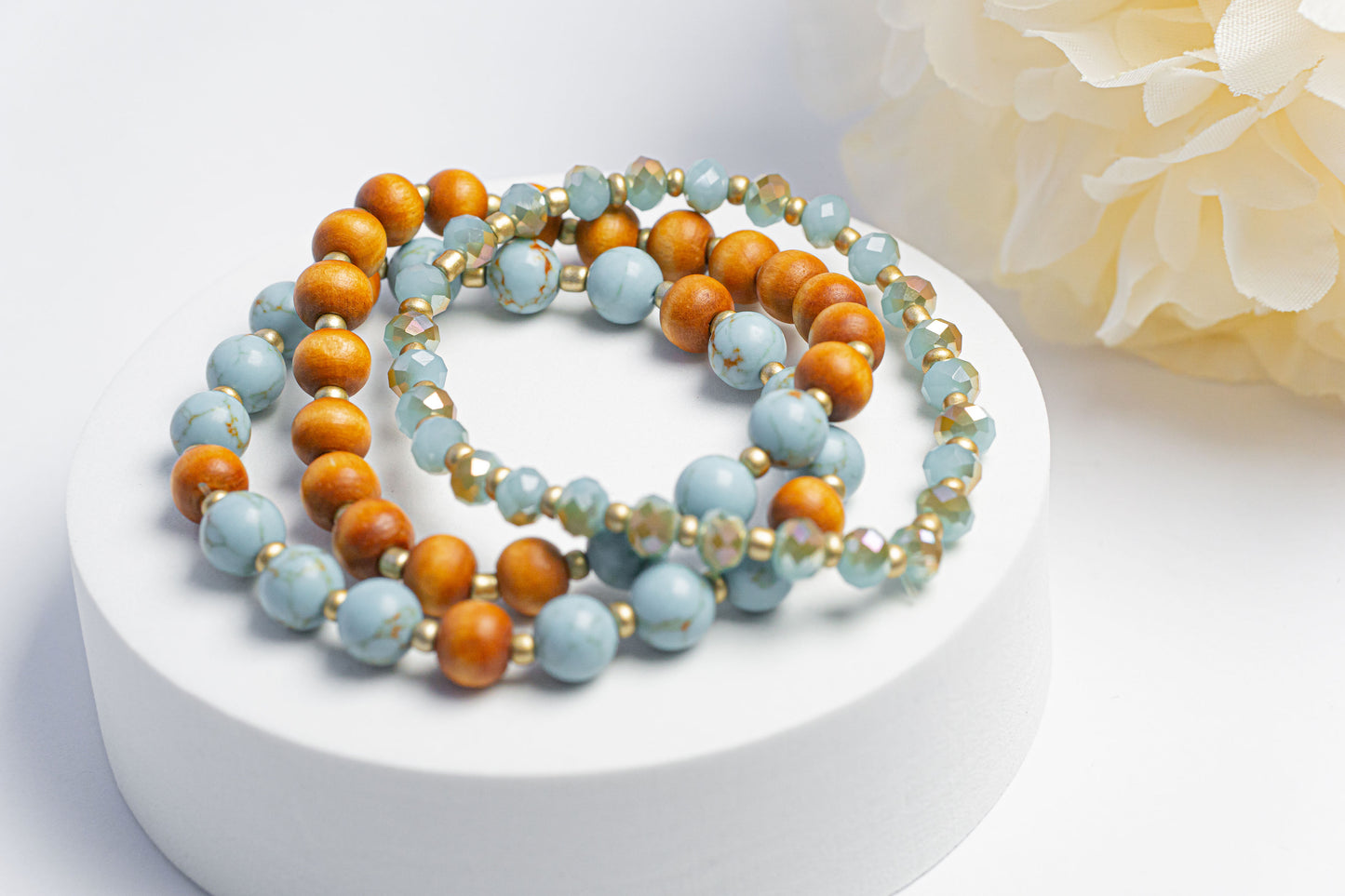 Sasha Wood & Marble Beaded Bracelet