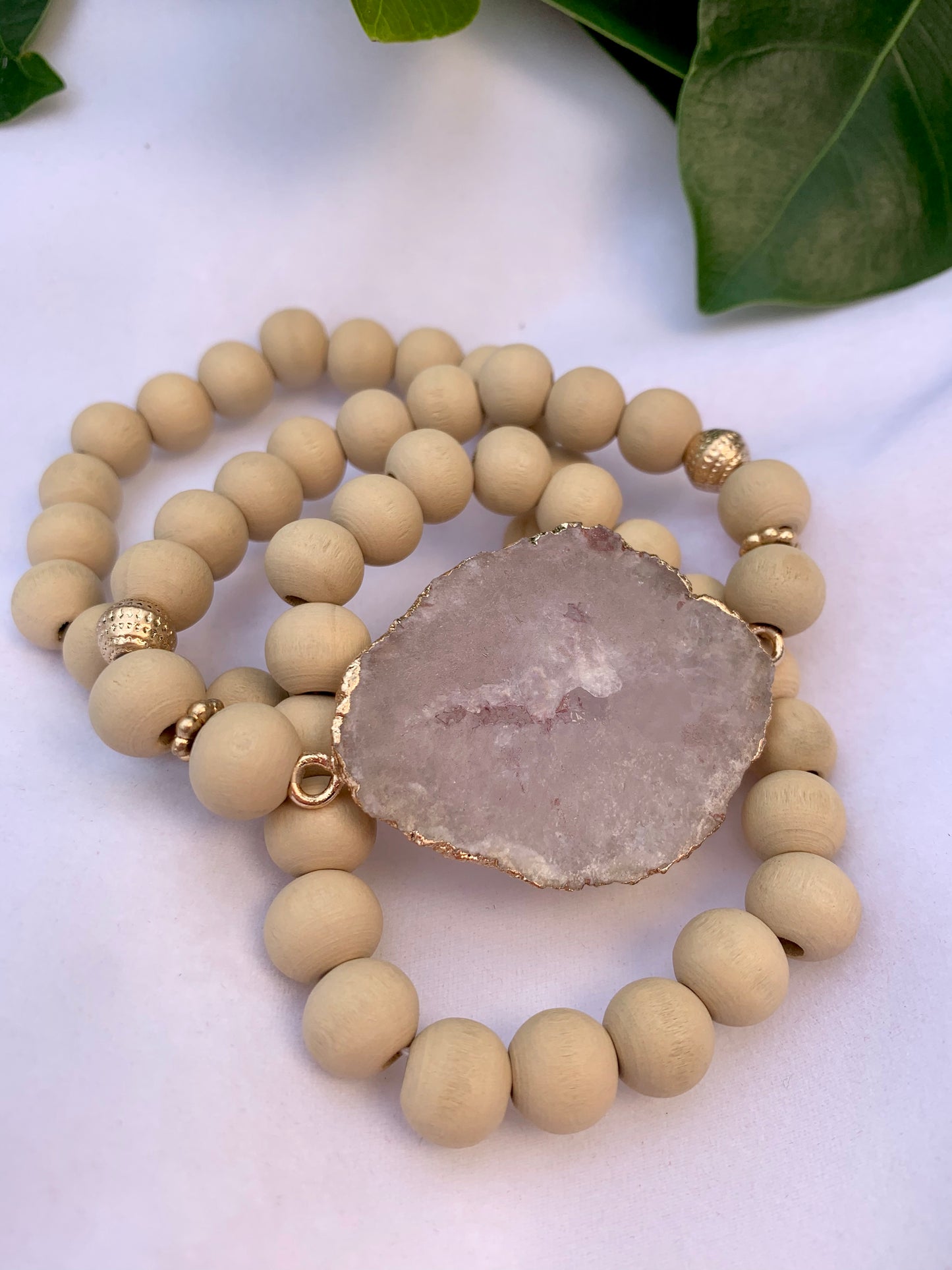 Kathy White Wood Bead Druzy Set