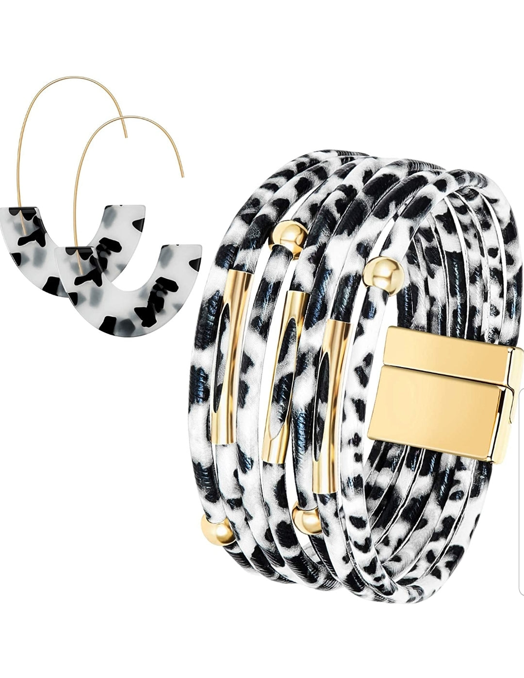 Leopard Magnetic Bracelet and Earring Set - Her Jewel•ry Box