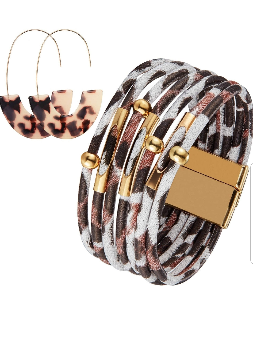 Leopard Magnetic Bracelet and Earring Set - Her Jewel•ry Box