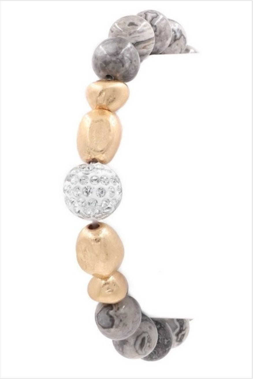 Pave Stone Beaded Stretch Bracelet - Her Jewel•ry Box