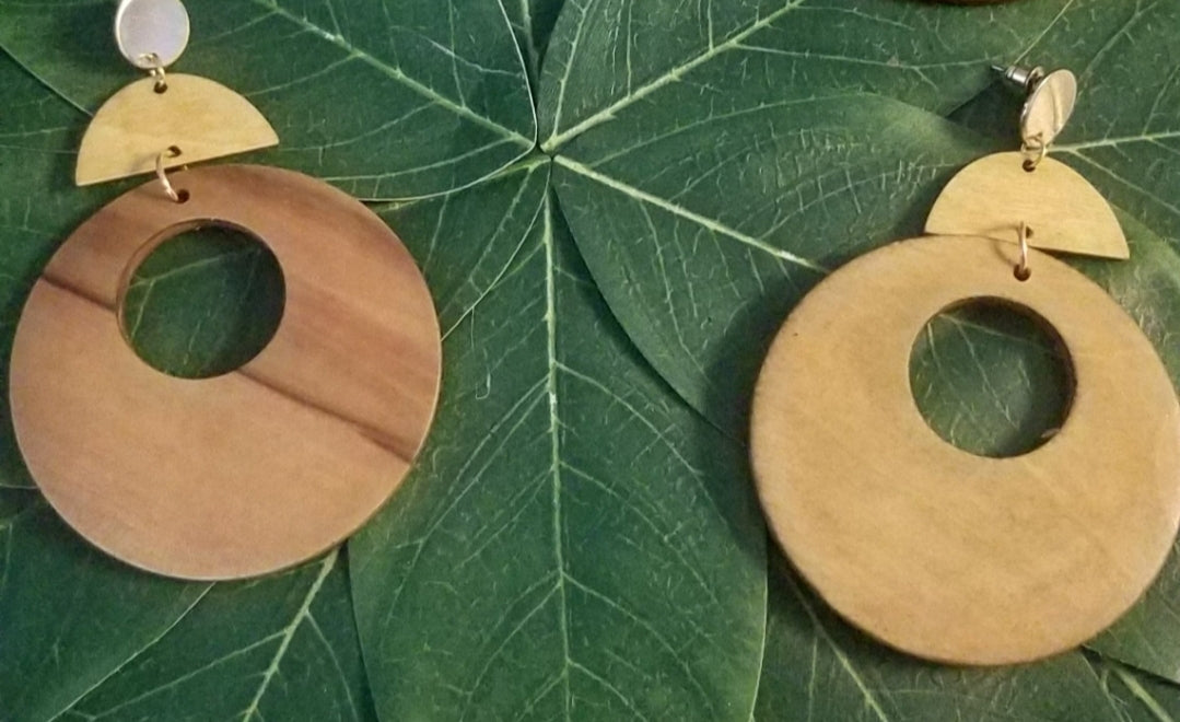 Geometric wood earrings - Her Jewel•ry Box
