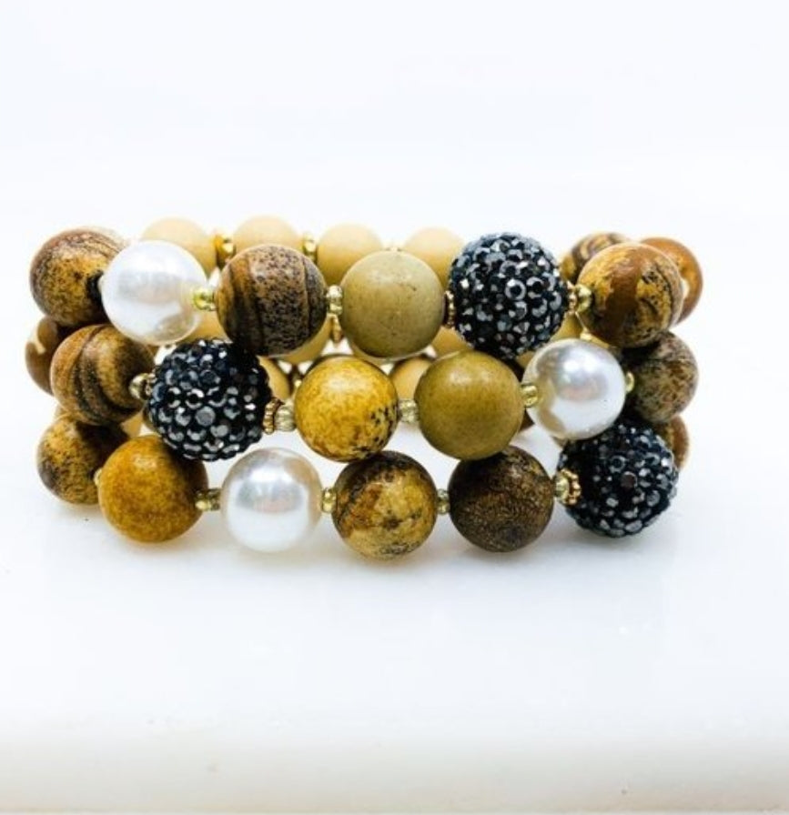 Stone & Pearl Bracelet Set - Her Jewel•ry Box