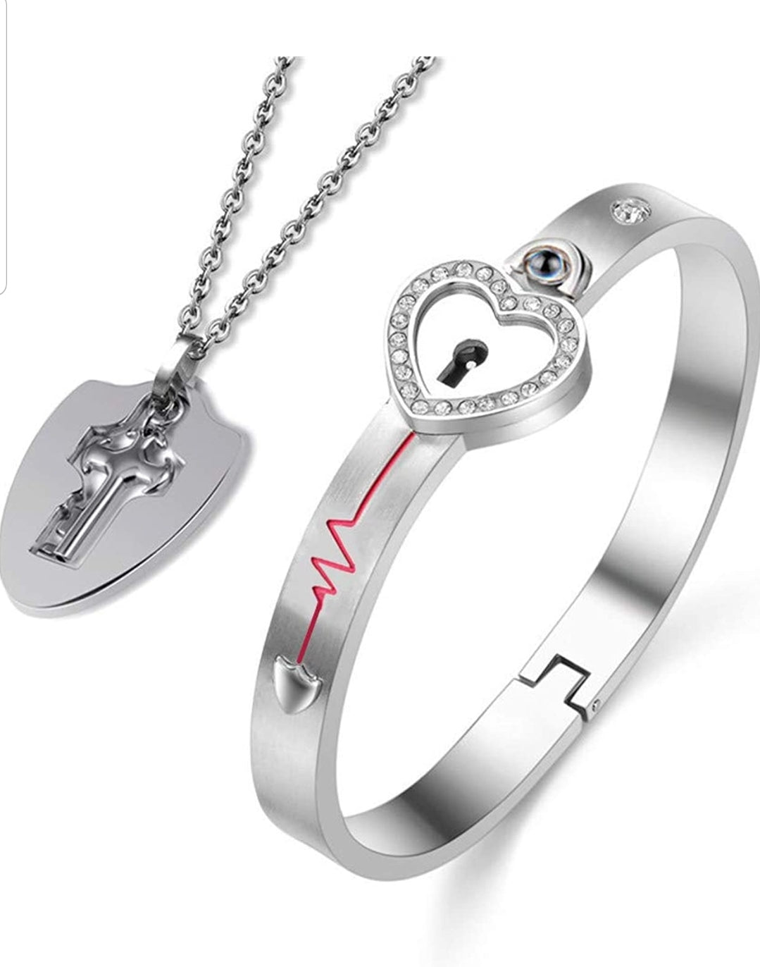 Heart Locket & Key Neclace Set - Her Jewel•ry Box