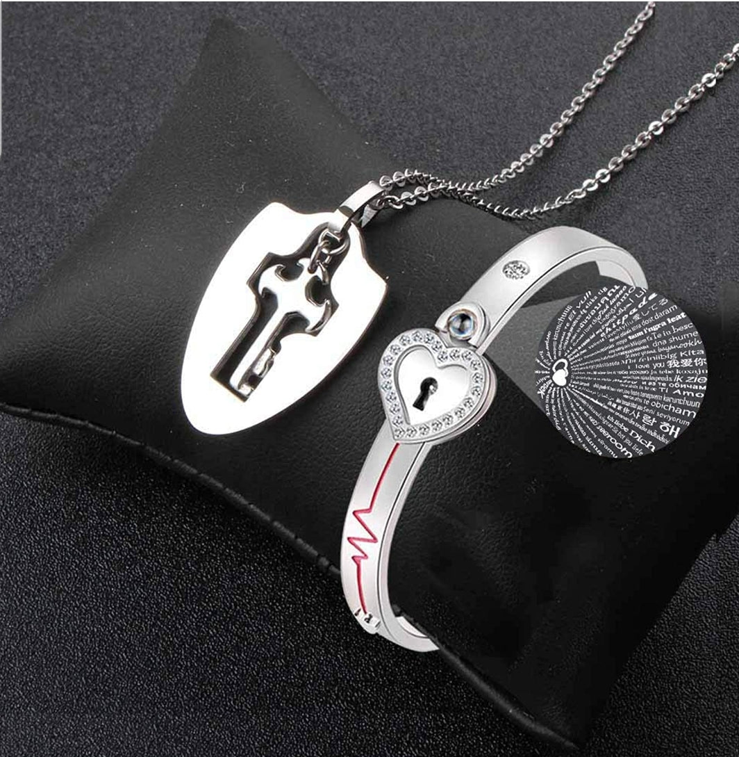 Heart Locket & Key Neclace Set - Her Jewel•ry Box