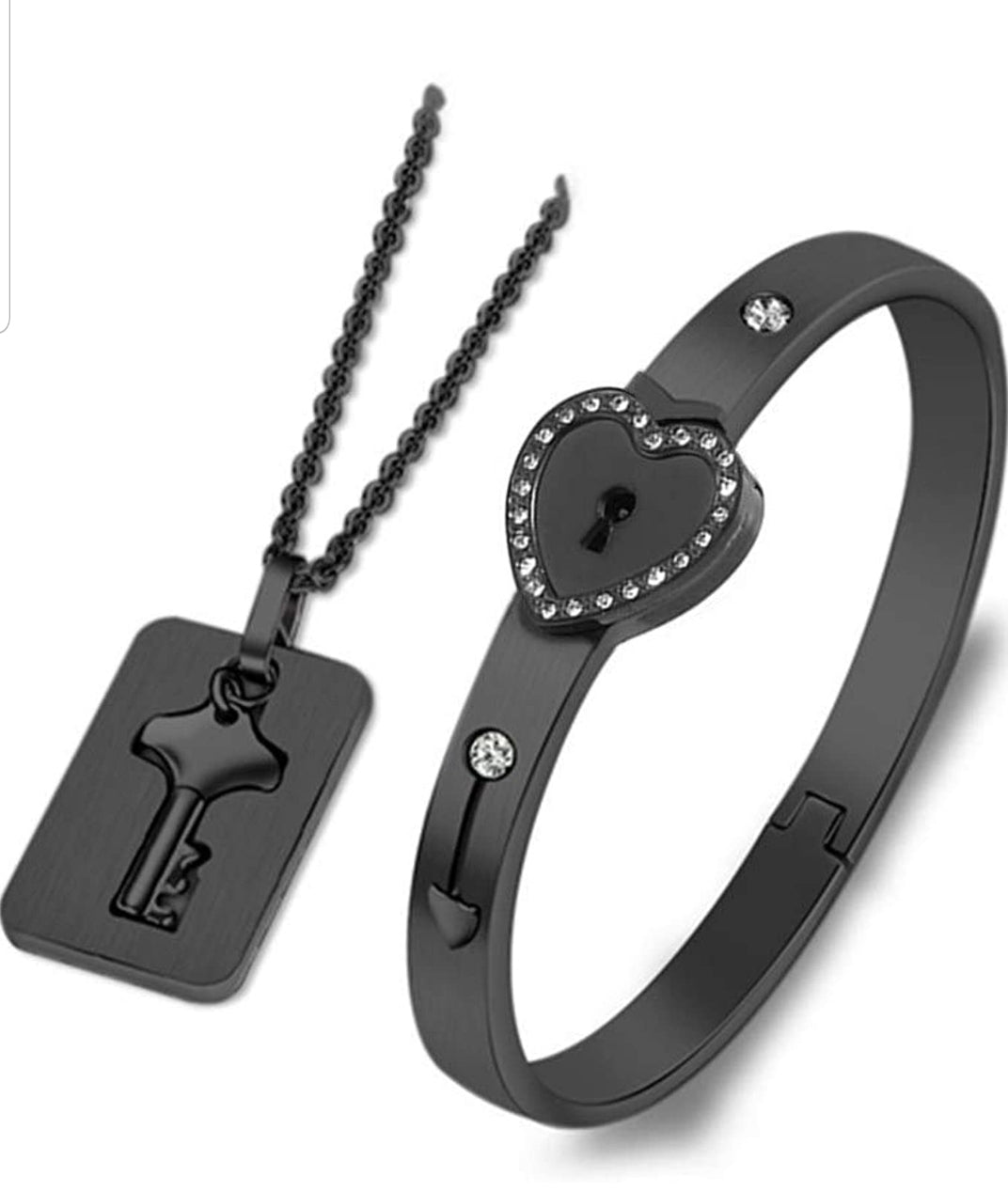 Heart Locket & Key Neclace Set - Her Jewel•ry Box
