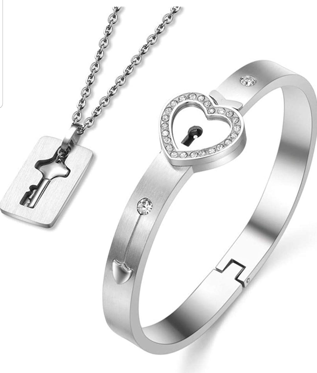 Heart Locket & Key Neclace Set - Her Jewel•ry Box