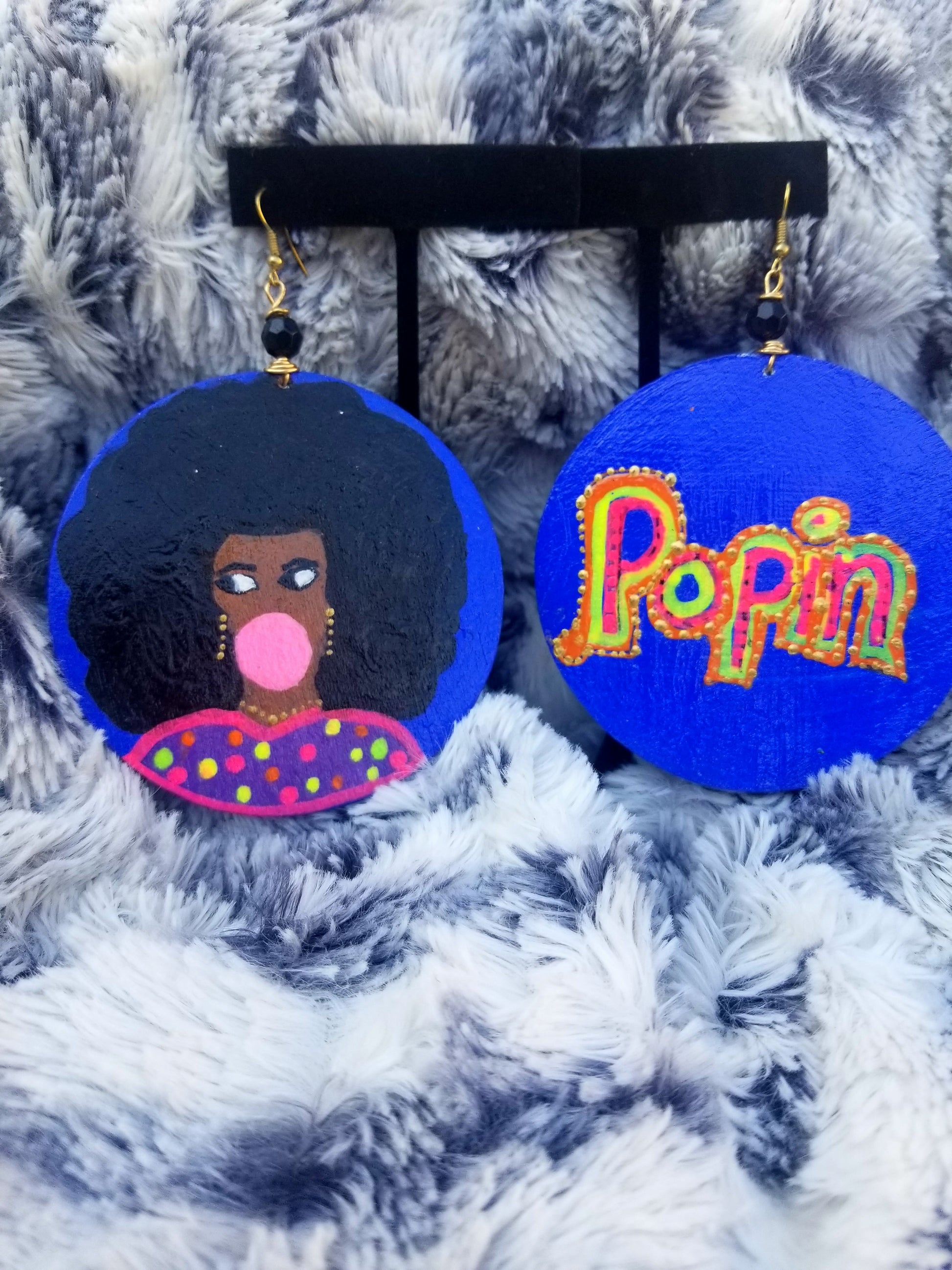 She's Poppin Hand Painted Wood Earrings - Her Jewel•ry Box