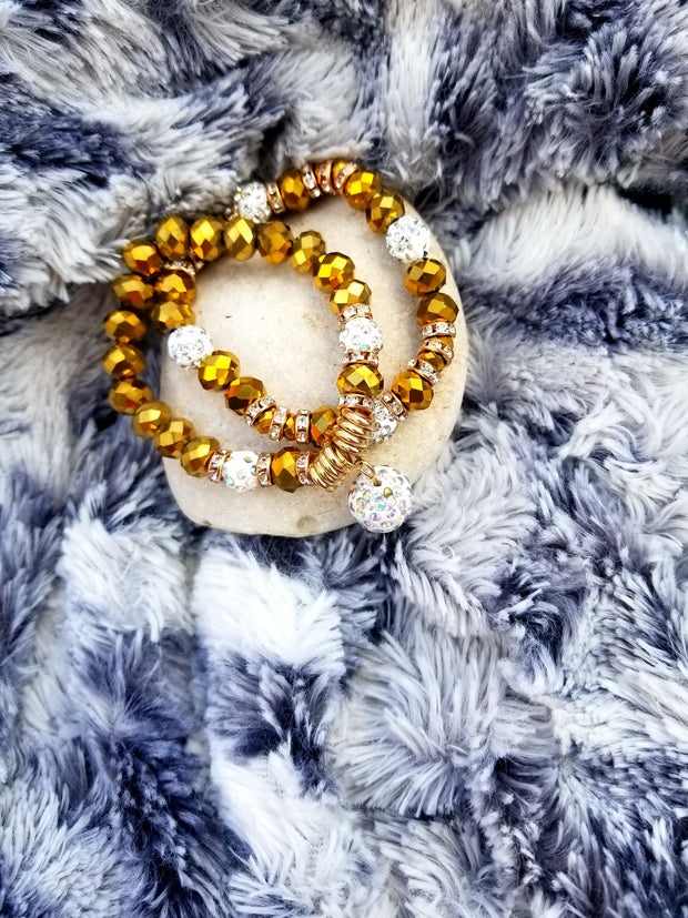 Elegant Disco Ball Glass Beaded Bracelet - Her Jewel•ry Box