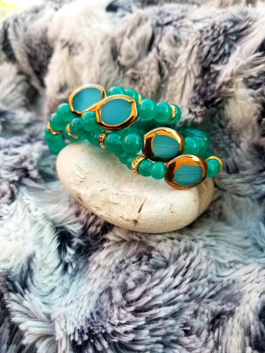 Turquoise and Gold Bracelet - Her Jewel•ry Box