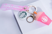 Starbucks Pink Frap Bracelet & Key Chain Set