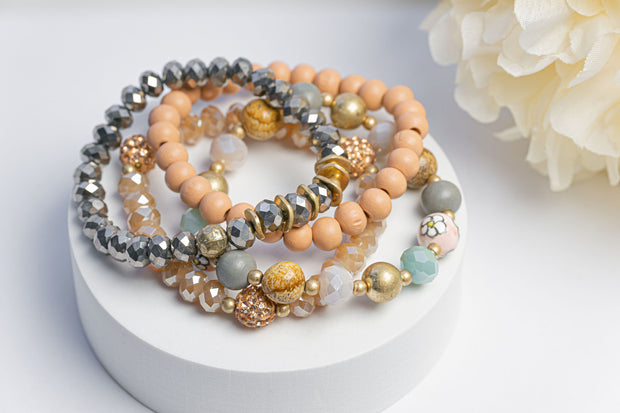 Peachy Stacked Bracelets Set
