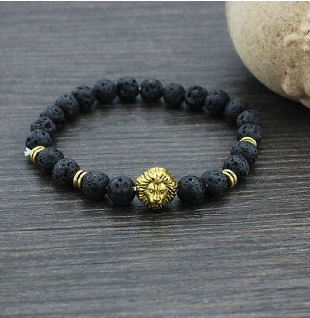 Lion Lava Beaded Bracelet - Her Jewel•ry Box