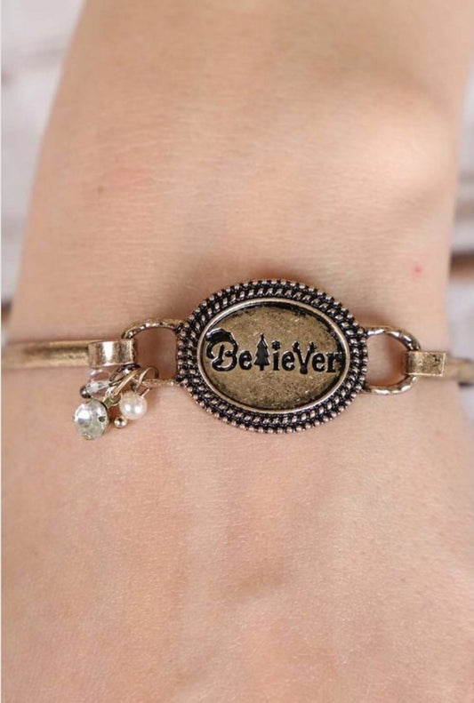 Women Brass Metal "Believer" Bracelet - Her Jewel•ry Box