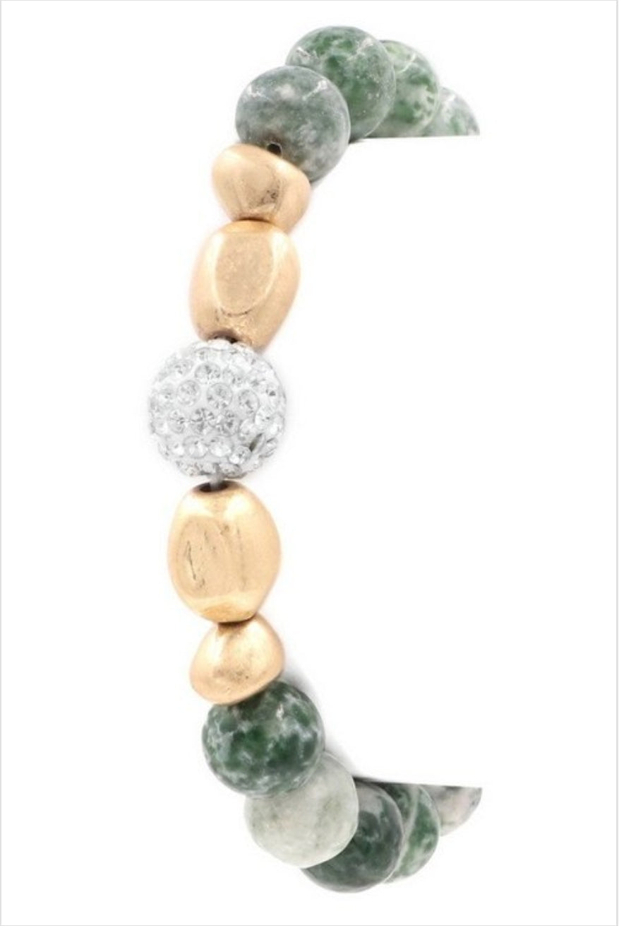 Pave Stone Beaded Stretch Bracelet - Her Jewel•ry Box