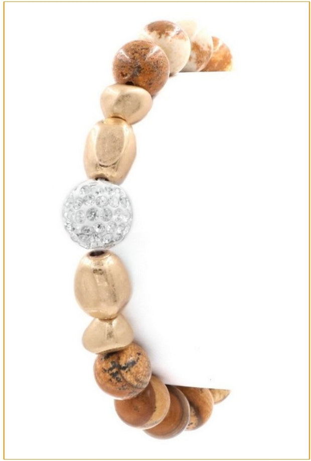 Pave Stone Beaded Stretch Bracelet - Her Jewel•ry Box