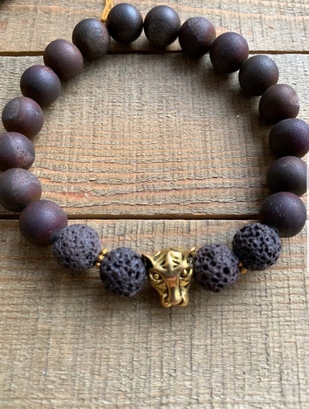 Purple Lion Beaded Bracelet - Her Jewel•ry Box