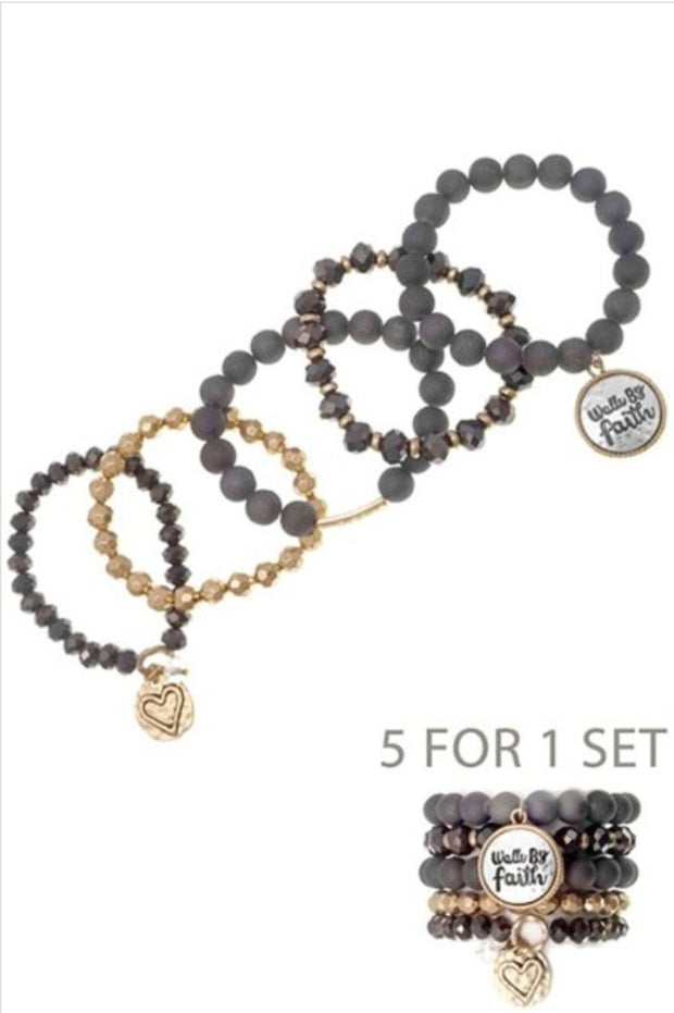 Walk By Faith 5 Piece Bracelet Set - Her Jewel•ry Box