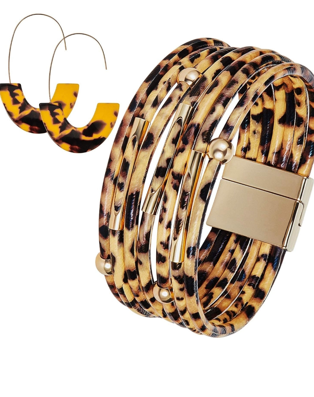 Leopard Magnetic Bracelet and Earring Set - Her Jewel•ry Box