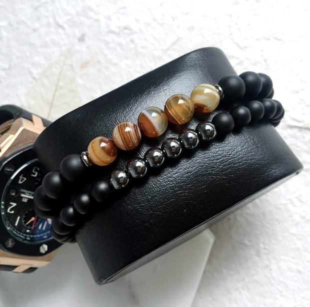 Brown & Black Hematite Bracelets Set - Her Jewel•ry Box