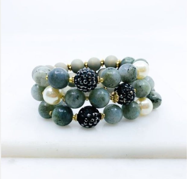 Stone & Pearl Bracelet Set - Her Jewel•ry Box